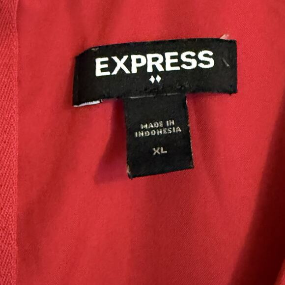 Express Women's Pink Dress Wrap Short Sleeve Knee Length Crepe Fuchsia Ruffle XL - Picture 3 of 10